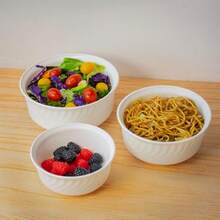 Top Choice 1618-342 Juego de 3 Refractarios Vidrio Opal Jade Blanco Set de Recipientes Almacenadores de Alimentos Contenedores a Prueba de Fugas 3 Tamaños diferentes Con Tapa de Silicón - Blanco - Ver 1