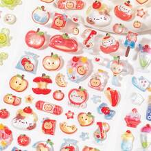 3D卡通贴纸，学生奖励，节日礼物，柔软可爱DIY手机壳，笔记本日记贴纸，3D浮雕可爱粒子贴纸 - 彩色 - 查看 3