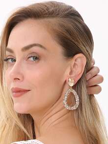 1对闪亮水晶链水滴形水钻吊坠耳环（女士款） - 風格 - 查看 3