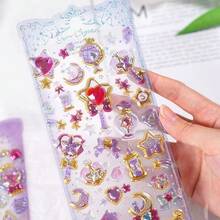 1 pieza Pegatina 3D de recompensa de dibujo animado estilo princesa, decoración de diamante de cristal para teléfono móvil, con respaldo adhesivo, sin necesidad de cortar, color aleatorio - aleatorio - Ver 3