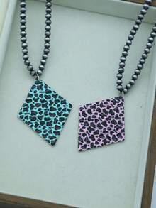 1件新款印花圆形菱形几何朋克风男士吊坠项链 - 項鍊 - 查看 10