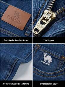 CAMEL CROWN Men's Retro Washed Straight Leg Jeans, Spring/Summer Cotton Lightweight Denim Pants - Dark Blue - View 4