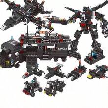 280 piezas/500 piezas Bloques de construcción de coche, Bloques de construcción de coche robot, Bloques de construcción SWAT/Bloques de construcción transformables/Juguetes de rompecabezas conectables, Regalo de cumpleaños, Halloween, Regalo de Navidad - Multicolor - Ver 1