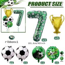 7件套足球主题派对装饰套装，包括0-9数字40英寸绿色足球铝箔气球和金色奖杯，适合生日、周年庆典、体育主题派对装饰。 - 足球獎杯款 - 查看 13