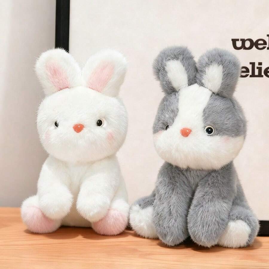 1个逼真毛绒兔子玩偶，柔软可爱，儿童生日礼物
