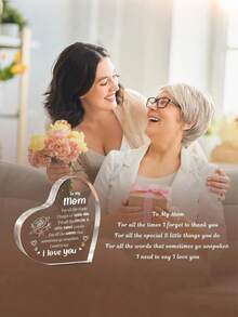 1pc Mom's Birthday Gift, "I Love You Mom" Acrylic Keepsake - Daughter/Son's Birthday Gift For Mom, Best Christmas/Mother's Day Present - Mother's Day Acrylic Transparent Heart - View 7