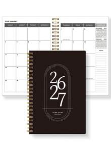 2026年日历笔记本，三年极简螺旋装订月度计划本，大方格设计，方便日程安排和目标设定，适用于办公室、家庭、返校季、教师节礼物、朋友礼物等。 - 粉紅色 - 查看 11