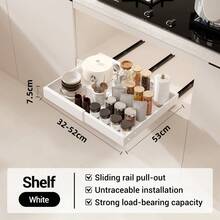 1-2 Pack Extendable Cabinet Organizers, Pull-Out Drawers For Cabinets, Rail Drawers For Kitchen Cabinet Organizers - 白色 - 查看 3