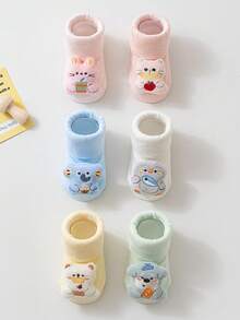 2 Pairs 2026 Spring A-Class Cotton Cartoon Baby Socks, Soft & Skin-Friendly Newborn Infant Rattle Socks - Multicolor - View 4