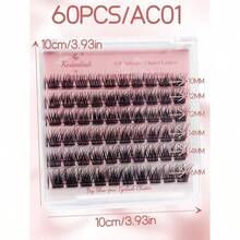 60 piezas de pestañas postizas autoadhesivas con efecto L, de 10 a 16 mm, sin necesidad de pegamento, fáciles de usar - Negro - Ver 7