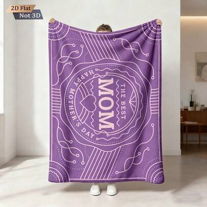 1pc Best Mom Printed Comfortable Flannel Blanket, Soft Throw Blanket For Sofa, Bedroom, Study, Dorm, Office Bed, Camping Travel, Multipurpose Gift Blanket, Suitable For All Seasons, Great Gift For Girls, Boys And Room Decor