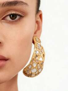 SP镜面耳环，重工复古轻奢高档油彩豹纹斑点耳环，简约轻奢气质耳环，女士独特艺术耳环 - 彩色 - 查看 1