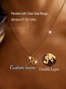 定制亮面哑光刻字项链，不锈钢心形字母吊坠项链，个性化珠宝礼物，适合女性、女孩、情侣、家人，生日、圣诞节等场合。 - 銀色雙層打砂-單孔 - 查看 8