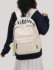 New Arrival Large Capacity Backpack, Letter & Multi-Pocket Design, Travel Backpack, Casual College Style - Multicolor - View 6