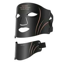 GCCSJ Red Light Therapy Mask For Face & Neck - 309 LED Beads Professional Phototherapy Device With Dual-Zone Control, Ergonomic Design For Even Coverage, At-Home Anti-Aging Skincare Tool For Women & Men (Black) - màu đen - Xem 2