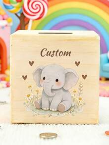 Customized Piggy Banks, Personalized Wooden Gifts With Children's Names, Storage Boxes Including Custom Coin Purses, Cute Animal And Floral Patterns, And Personalized Birthday Gifts. Multi-Purpose Home Decor Gifts Suitable For Children, Rooms, Offices, Or As Gifts; Also Suitable As Room Decor, Piggy Banks, Birthday Surprise Boxes, Baptismal Boxes, Servant Boxes, Etc. - Multicolor - View 12