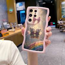 1pc Swing Bear Wing Shockproof Wavy Phone Case, UV Printed Suitable For Galaxy/MOTO/ Android Models - Pink - View 6