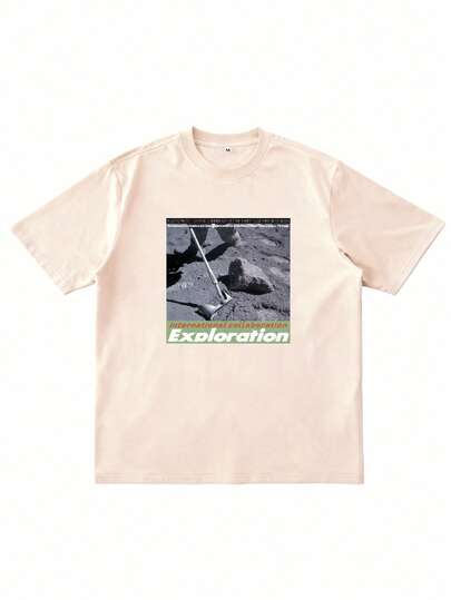 Áo thun nam tay ngắn kiểu dáng thường ngày, sản phẩm bán chạy nhất mùa hè, họa tiết khám phá vũ trụ, chất liệu co giãn, thoải mái khi mặc hàng ngày.