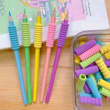50个马卡龙海绵笔套，海绵笔套，保护手指，防滑笔套，辅助握笔，适合生日礼物袋、派对小礼品、课堂奖励和嘉年华奖品，颜色随机 - 彩色 - 查看 3