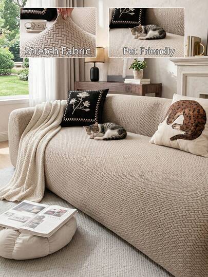 1개 자카드 스트레치 소파 커버 반려동물 친화적인 소파 슬립커버 부드러운 탄성 미끄럼 방지 가구 보호대 세탁 가능한 소파 커버 1/2/3/4인용 소파용