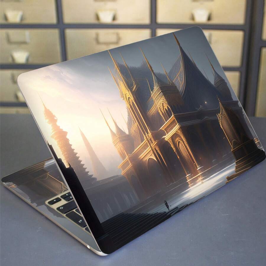 2张印花笔记本电脑贴膜，适用于惠普、苹果、康柏、宏基等品牌的15.6-16英寸笔记本电脑，可移除且防刮擦 - 查看 1