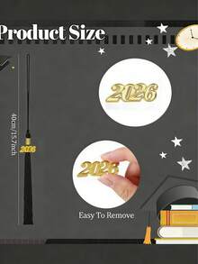 1pc Black 2026 Graduation Tassel, Black Graduation Tassel With Gold Year Label, Handmade Graduation Cap Pendant Suitable For University Graduates. 2026 Graduation Season, Graduation Ceremony, Graduation Photo Combination. - A - View 4