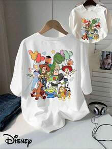 Disney (Loose Version), Positive And Negative Surprises! Toy Story Theme Printing, Suitable For Summer And Spring, Holiday Gift Party Clothing, Ladies Clothing. - White - View 1
