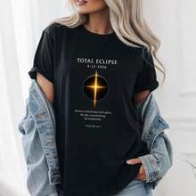 Christian Solar Eclipse 2026 T-Shirt, Psalm 19 1, Faith Gift - màu đen - Xem 1