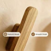 4pcs Natural Wood Wall Hooks Set, Minimalist Handmade Coat Rack For Hallway Closet, Rustic Wooden Hanger For Bathroom Towel Robe, Graduation & Wedding Gift, Father's Day Present - View 7