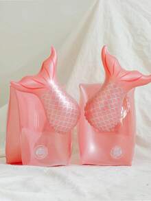 2 piezas de Brazaletes inflables con diseño de concha de sirena de dibujos animados y aros flotadores para niños - Multicolor - Ver 8