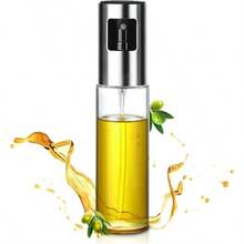 1个橄榄油喷雾器，带刻度，100毫升橄榄油喷雾瓶，适用于沙拉、烧烤、烘焙和厨房（银色） - 銀色 - 查看 1