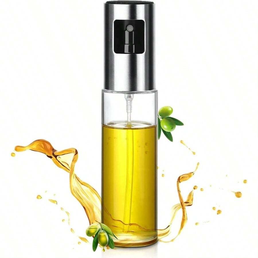 1个橄榄油喷雾器，带刻度，100毫升橄榄油喷雾瓶，适用于沙拉、烧烤、烘焙和厨房（银色） - 銀色 - 查看 1