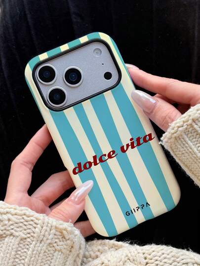GIIPPA 1 pezzo Custodia per telefono con design asimmetrico ondulato nei colori blu-verde e crema chiara, adatta per iPhone 17 Pro Max, 16 Pro Max, 15 Pro Max, 14 Pro Max, custodia per telefono di stile coreano elegante e interessante, compatibile con iPhone 11/12/13/14/15/16 Pro Max Plus, design elegante adatto sia agli uomini che alle donne, regalo ideale per la fidanzata per Natale, San Valentino, Pasqua, stagione di matrimonio e compleanno