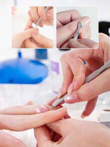 4pcs Stainless Steel Nail Pusher & Cuticle Remover Nail Care Tools, Nail Salon Manicure Tools, Back To School Essential Nail Care Tools (1 Set) - Silver - View 4