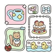 可爱图案涂色书：萌萌的卡哇伊动物和图案设计，48页，230克厚纸，不渗墨，成人减压玩具，适合毕业、返校礼物，图案精美，线条清晰，可用于文具、学习用品，是送给女孩、婚礼季、母亲节的完美礼物 - 可愛的圖案 - 查看 4