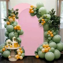eluckya Party Backdrop Arch, Wedding Backdrop Decoration, Available In Various Colors And Sizes. Arched Backdrop, Wedding Backdrop, 6ft, 6.6ft, 7.2ft Wedding Arch Cover Fabric. Suitable For Birthday Party Arch Stands, Backdrop Stands, Bachelorette Parties, Room Decor, Balloon Arch Stands, Center Pieces For Tables, Wedding Decorations, Baby Shower Party Supplies, Gender Reveal Party Supplies, And Graduation Party Supplies. (Backdrop Fabric Sold Separately.) - phông nền cổng vòm màu hồng - Xem 2