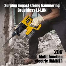 SDS-Plus Hammer Drill, 21V Brushless Cordless SDS Hammer Drills, 4000mah 4.0Ah Lithium-Ion Battery Powered, 4.0A Fast Charger, 4 Modes, Rotomartillo For Concrete, Heavy-Duty Wireless Charging Electric Pick, Christmas Gifts - US A Type Plug(110-127V) - View 5