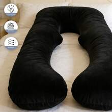 Large U-Shaped Pregnant Woman Pillow, Waist Protection Multifunctional Pregnant Woman Pillow, Abdominal Support Pillow For Sleeping On Side. - Black - View 4