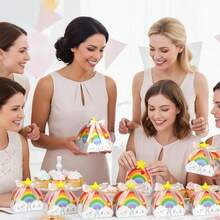 10pcs Cartoon Rainbow Cute Packaging Gift Boxes For Birthday Party, Foldable Bowknot Gift Boxes - Multicolor - View 1