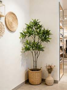 Cây cọ tre nhân tạo 50-133cm, cành cây Litsea giả, lá cây sung bằng nhựa, lá cọ giả trông như thật, cây lô hội giả, cây Dracaena dùng để trang trí nhà cửa, sân vườn, cửa hàng, văn phòng (không kèm chậu), 1 cây. - màu xanh lá - Xem 4