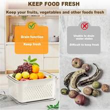 Fruit Storage Containers For Fridge With Removable Strainer, Airtight Food Storage Boxes With Lids, Dishwasher Friendly Refrigerator Organizers, Extend Berry & Fruit Freshness, Set Of 6 - Trắng - Xem 11