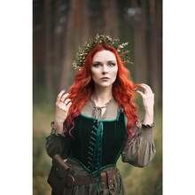 Handmade Woodland Halo Crown - Forest Headband Flower Hairband Goddess Floral Crown For Women S Cosplay Party Renaissance Carnival Wedding Photo Shoot Gold Green - Green - View 3
