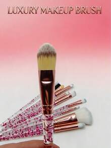 十件套专业化妆刷套装，配有水晶手柄，包括散粉刷、腮红刷、眼影刷、睫毛膏刷和面部刷。一套完整的化妆工具，适合初学者和化妆爱好者。理想的母亲节礼物。 - 彩色 - 查看 5