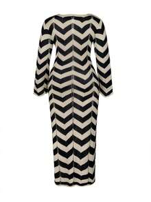 大码女式时尚优雅简约宽松针织罩衫连衣裙，适合海滩度假、夏季假期穿着 - 彩色 - 查看 7