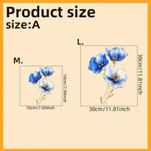 1pc Blue Floral Wall Sticker, Waterproof & Oil-Resistant Home Decor Sticker, Removable Matte Self-Adhesive Wall Decal Suitable For Living Room & Bedroom, Spring Decor To Add Vitality To Your Home, Rama Decor Sticker Gift For Birthday And Graduation - Blue Flowers - View 7