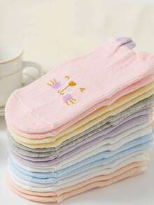 4 đôi tất cotton hình mặt động vật dễ thương với thiết kế tai 3D cho bé sơ sinh/trẻ nhỏ - Nhiều màu - Xem 4