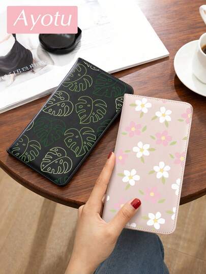Ayotu 1个花卉叶子图案汽车登记及保险卡夹，PU皮革手套箱收纳袋，汽车登记及保险卡钱包，汽车卡套，旅行、上学、度假必备配件，护照夹，送给汽车、卡车、摩托车和拖车车主的理想礼物，也是圣诞节和新年礼物的绝佳选择。