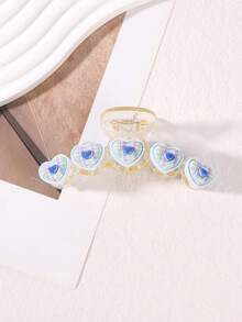 1pc Romantic Fashion Hair Claw, Versatile Plaid Heart Acrylic Hair Clip Summer Hair Accessories Beach Claw Clips Vacay - Multicolor - View 15