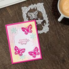 创意蝴蝶相框模具，DIY剪贴簿相册和压花模板，贺卡制作工具，卡片纸切割工艺品，礼品卡制作模板模切。 - 銀色 - 查看 4