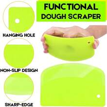 1/3pcs Dough Scraper - PP Plastic Baking Tools, Cake Bowl Baking Supplies Cake Dough Frosting Smoother, Green + White - Multicolor - View 3